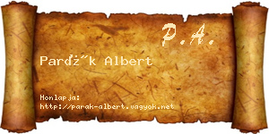 Parák Albert névjegykártya